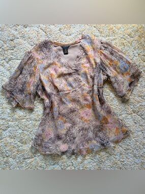 Y2K Cheetah & Floral Silk Top
